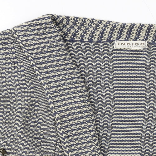 Indigo Womens Blue V-Neck Cotton Cardigan Jumper Size 14