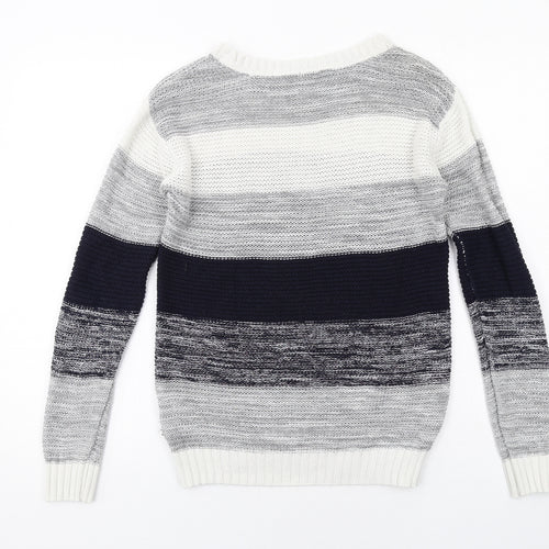 FOREVER 21 Womens Multicoloured Round Neck Striped Cotton Pullover Jumper Size S