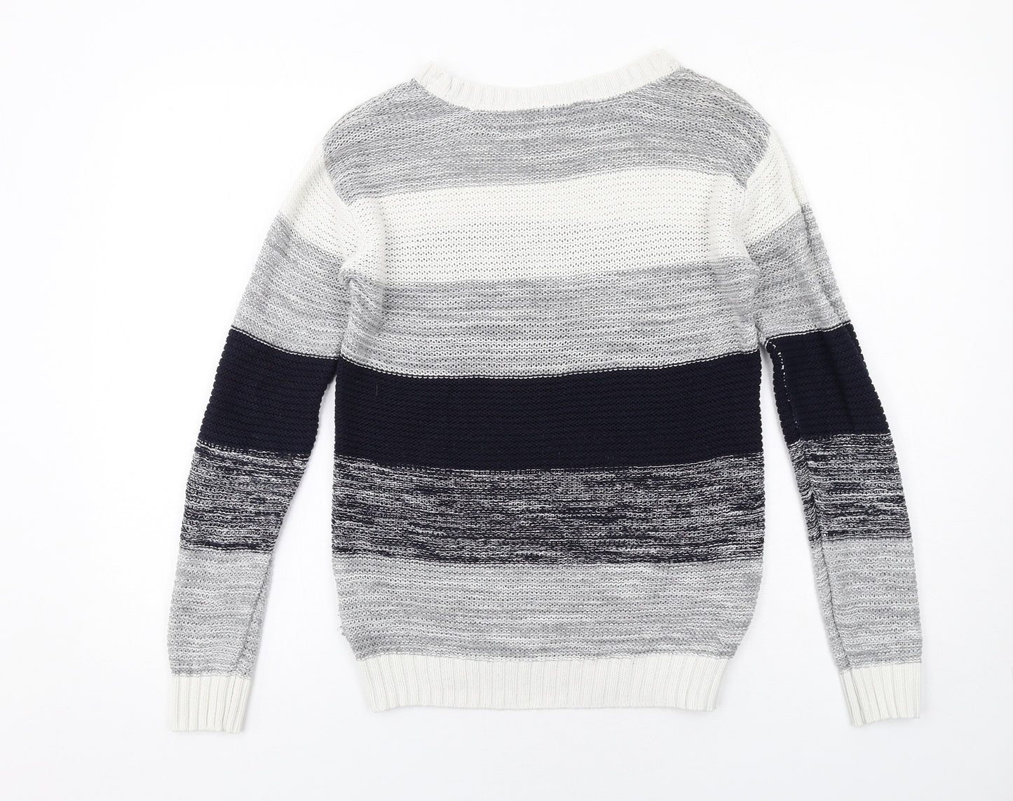 FOREVER 21 Womens Multicoloured Round Neck Striped Cotton Pullover Jumper Size S