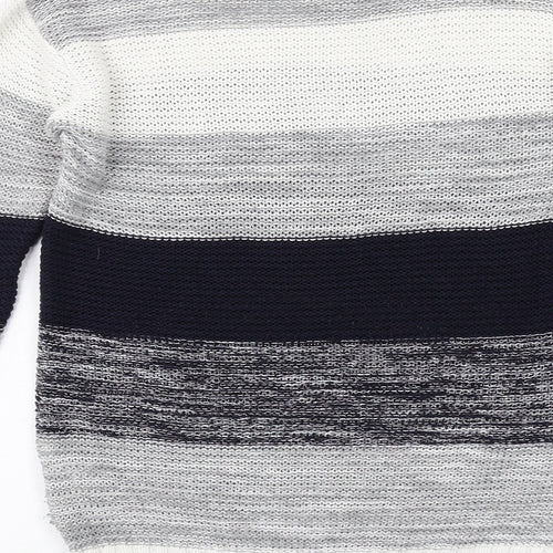 FOREVER 21 Womens Multicoloured Round Neck Striped Cotton Pullover Jumper Size S