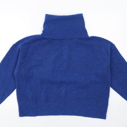 Hush Womens Blue Roll Neck Acrylic Pullover Jumper Size M