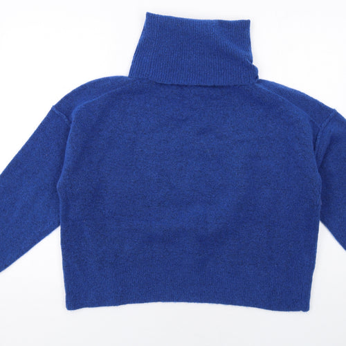 Hush Womens Blue Roll Neck Acrylic Pullover Jumper Size M