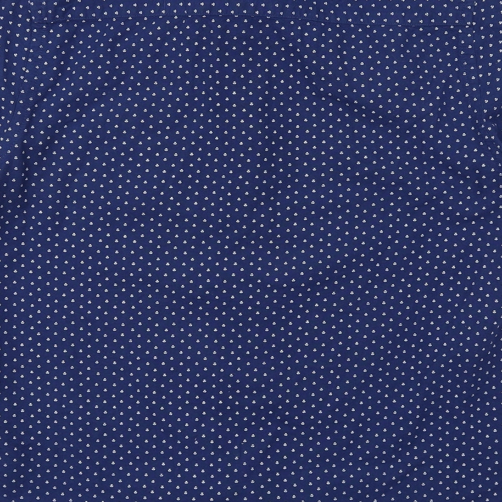 Red Herring Mens Blue Geometric Cotton Button-Up Size M Collared Button