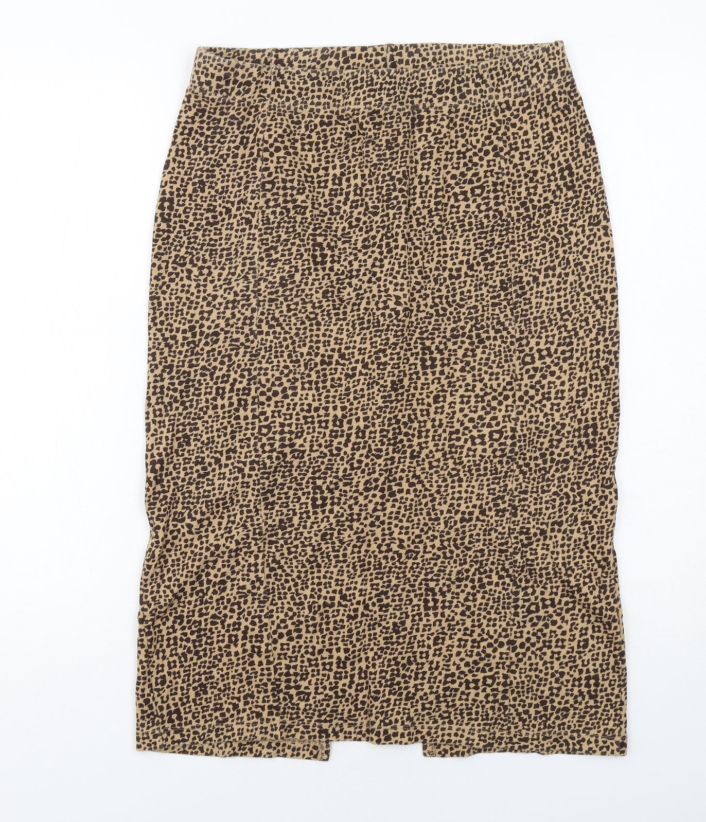 Oasis Womens Beige Animal Print Cotton Straight & Pencil Skirt Size L - Leopard pattern