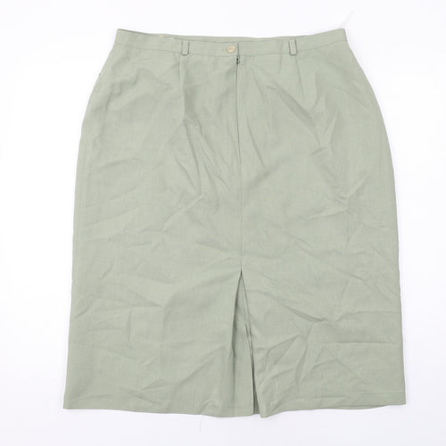 Bonmarché Womens Green Polyester Straight & Pencil Skirt Size 18 Zip