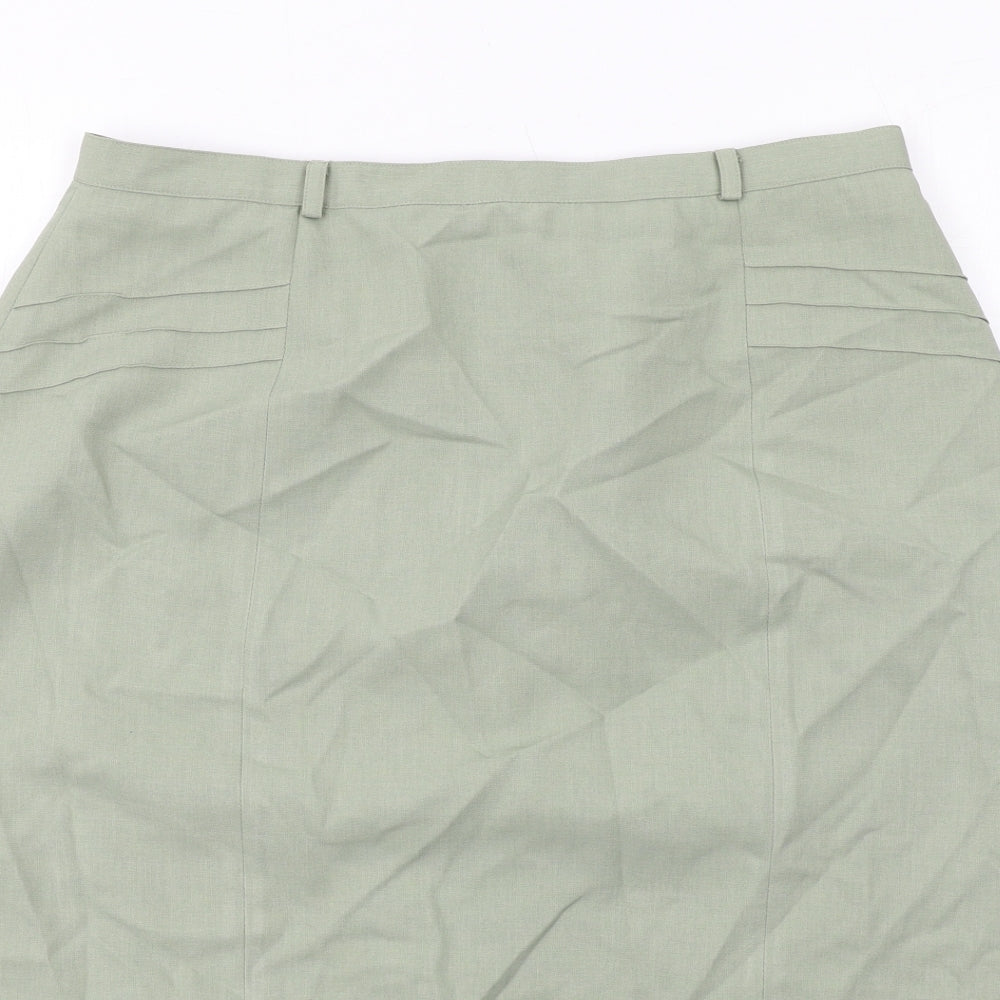 Bonmarché Womens Green Polyester Straight & Pencil Skirt Size 18 Zip