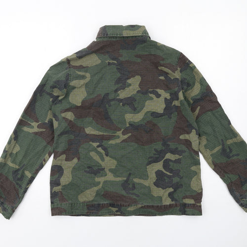 Missguided Womens Green Camouflage Jacket Size 8 Snap - Shacket