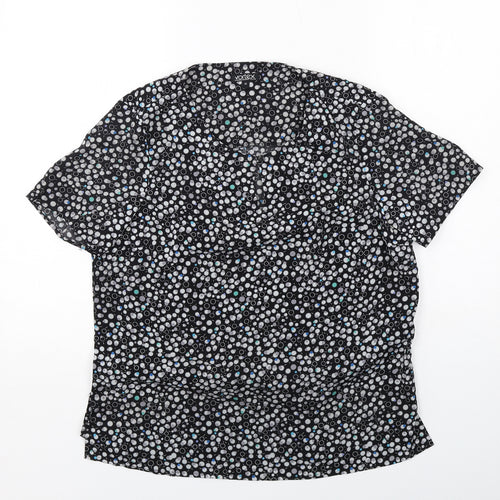 Vortex Womens Black Geometric Polyester Basic Blouse Size 12 Round Neck