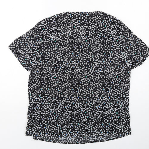 Vortex Womens Black Geometric Polyester Basic Blouse Size 12 Round Neck