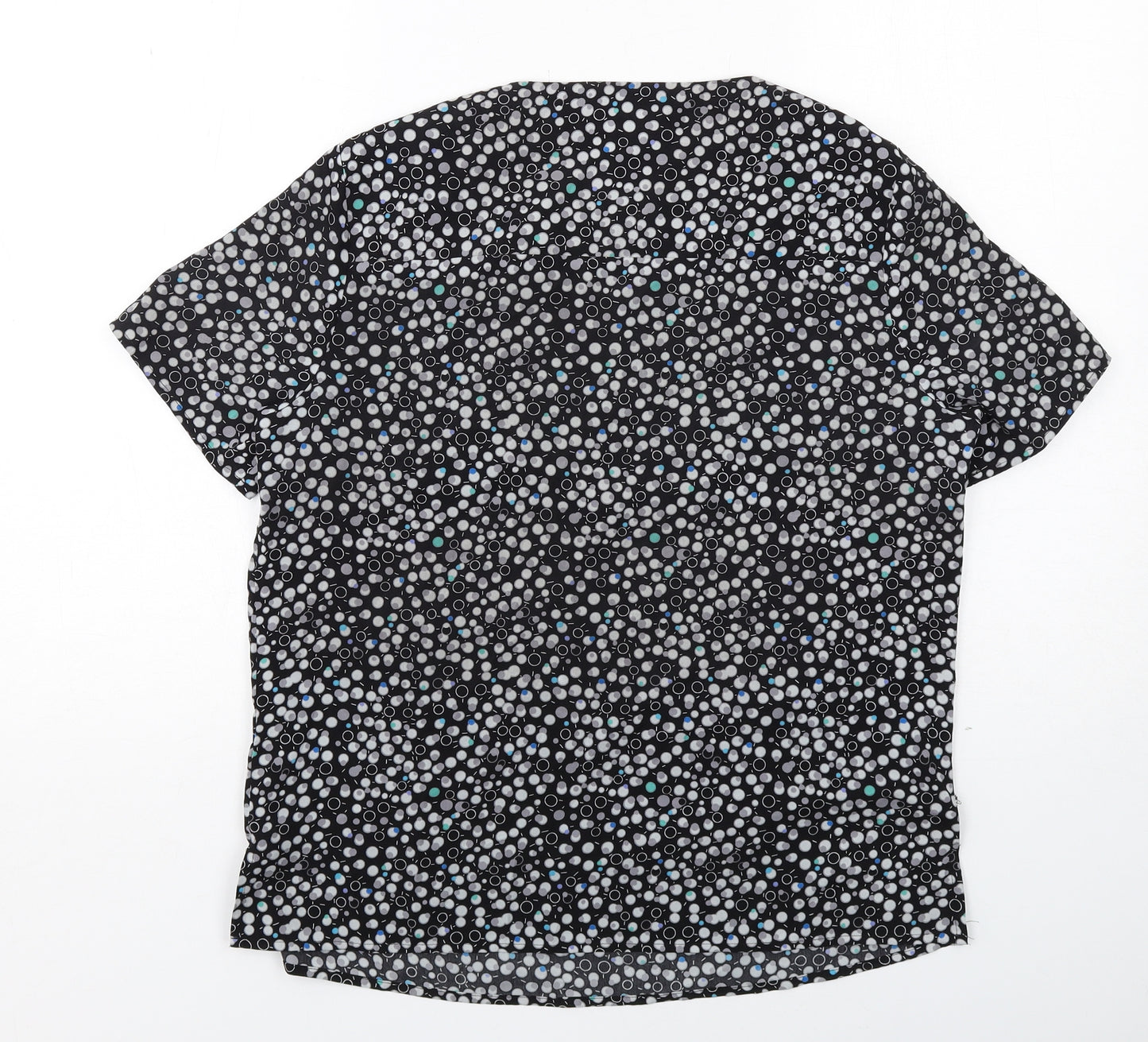 Vortex Womens Black Geometric Polyester Basic Blouse Size 12 Round Neck