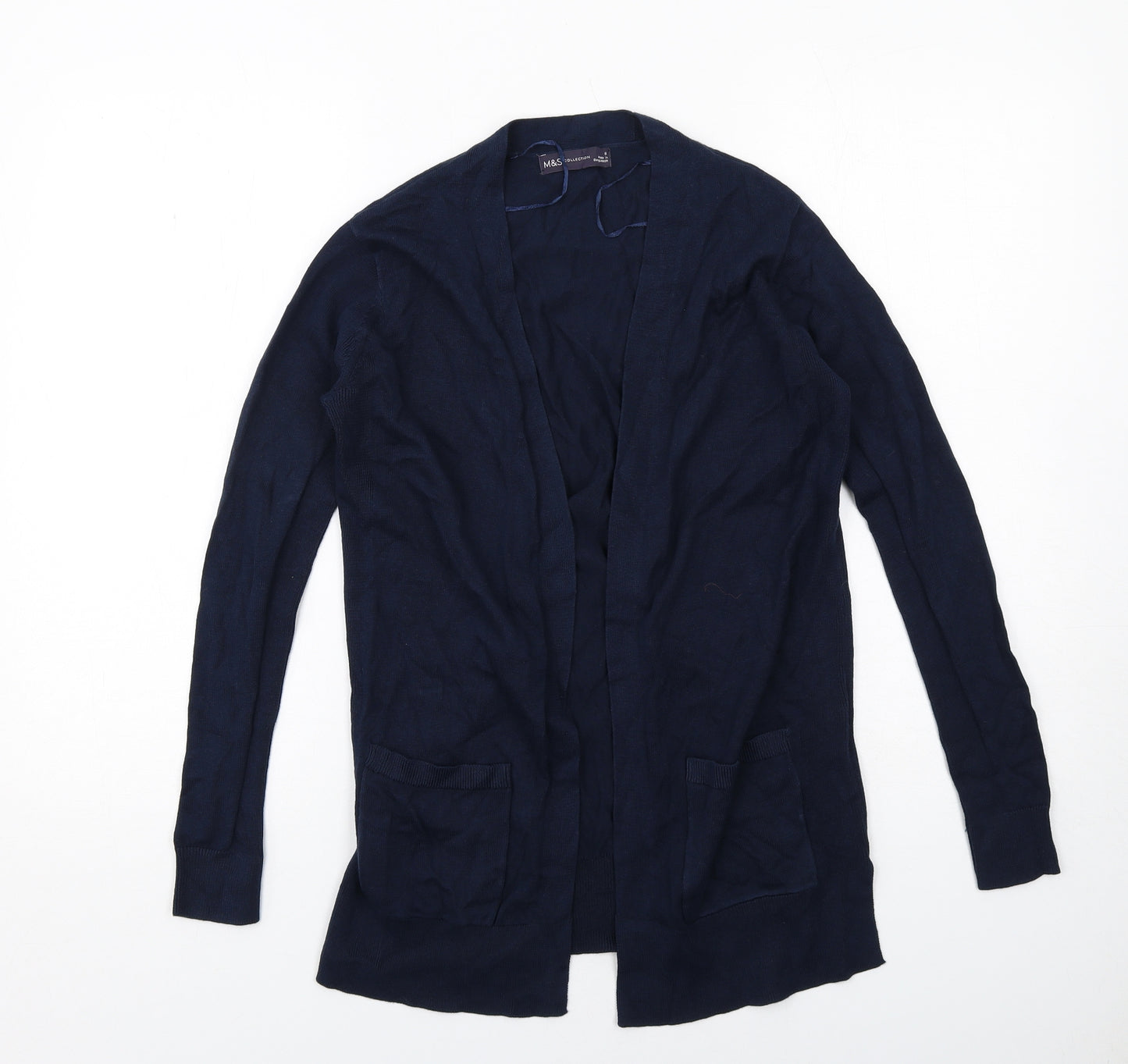 Marks and Spencer Womens Blue V-Neck Cotton Cardigan Jumper Size 8