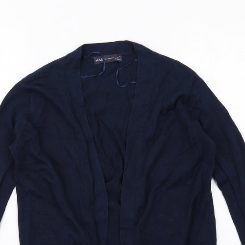 Marks and Spencer Womens Blue V-Neck Cotton Cardigan Jumper Size 8
