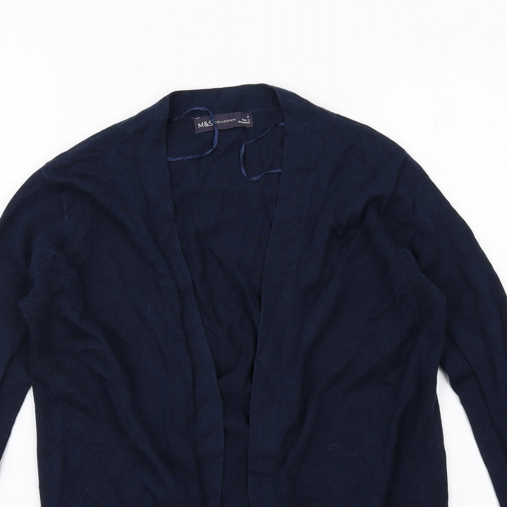 Marks and Spencer Womens Blue V-Neck Cotton Cardigan Jumper Size 8