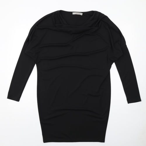 ASOS Womens Black Polyester T-Shirt Dress Size 12 Cowl Neck Pullover