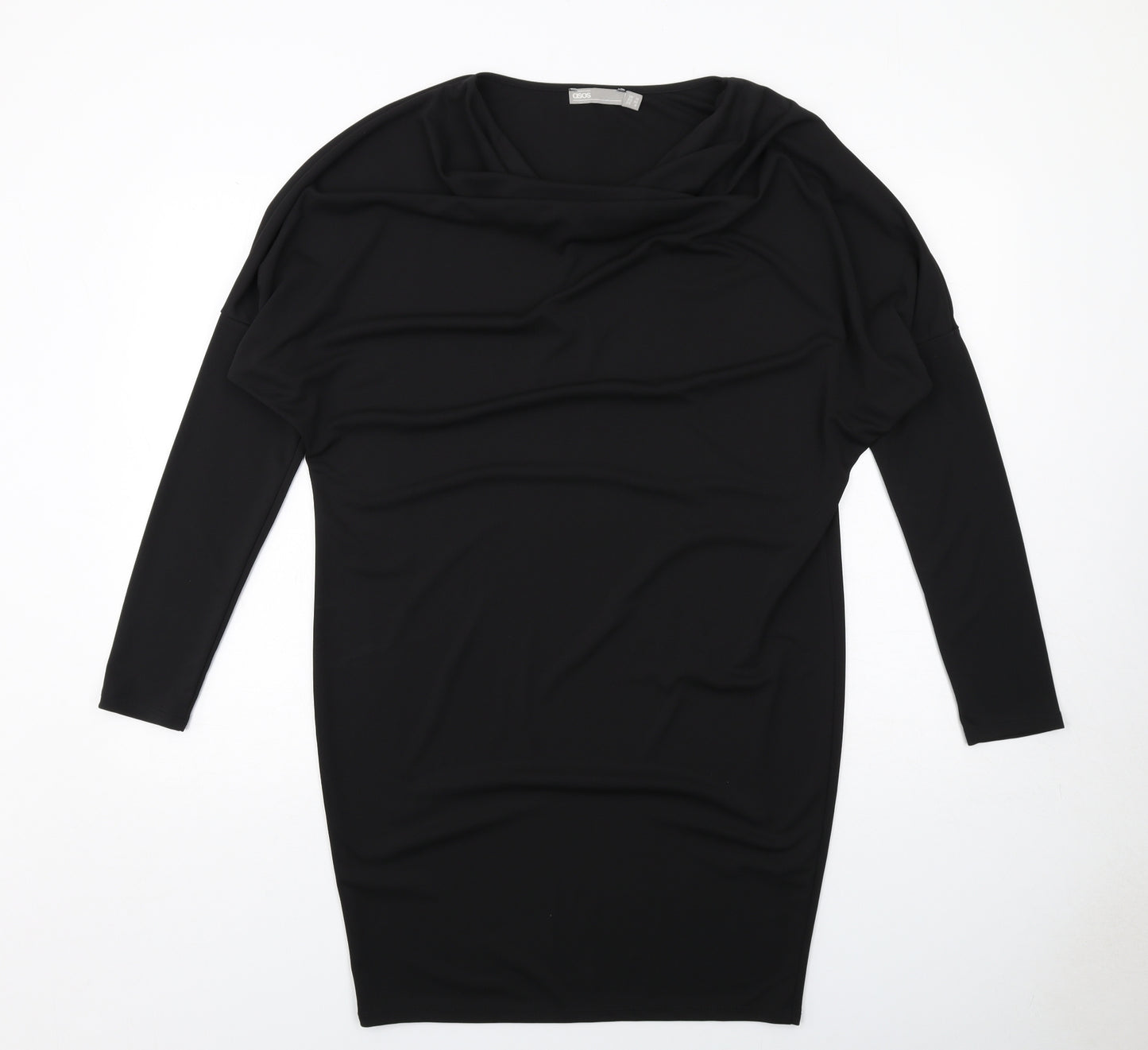 ASOS Womens Black Polyester T-Shirt Dress Size 12 Cowl Neck Pullover