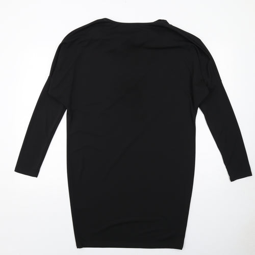 ASOS Womens Black Polyester T-Shirt Dress Size 12 Cowl Neck Pullover