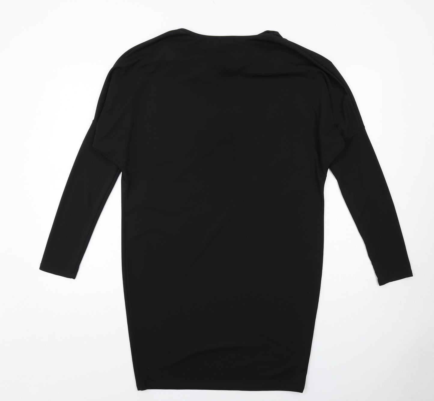 ASOS Womens Black Polyester T-Shirt Dress Size 12 Cowl Neck Pullover