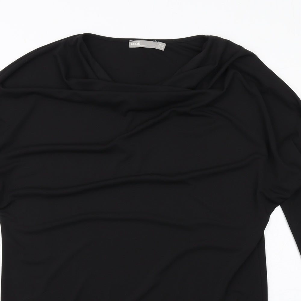 ASOS Womens Black Polyester T-Shirt Dress Size 12 Cowl Neck Pullover