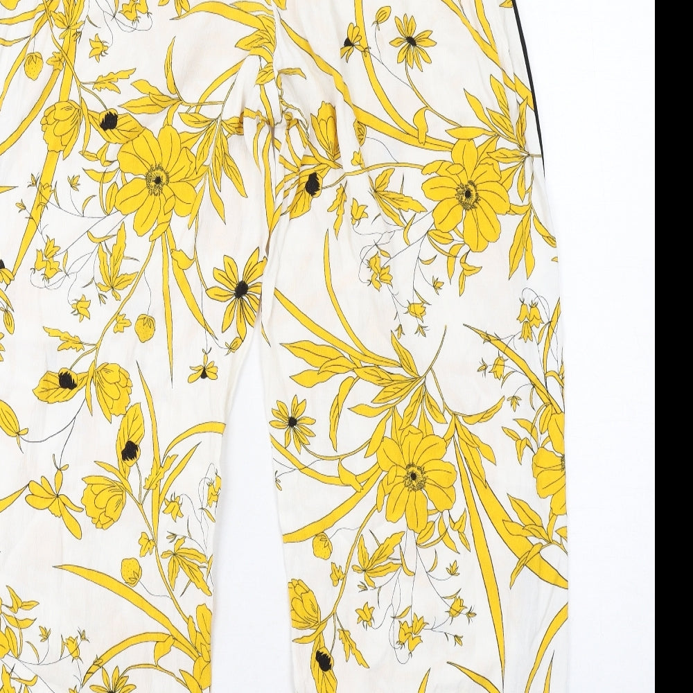 Topshop Womens Multicoloured Floral Viscose Trousers Size 10 Regular