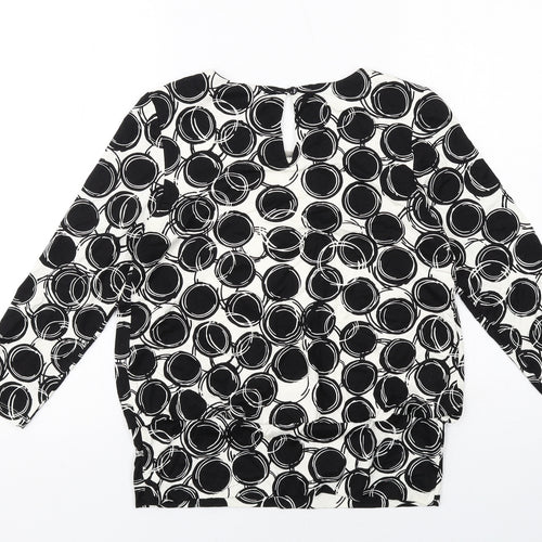 Roman Womens Black Geometric Viscose Basic Blouse Size 10 Round Neck