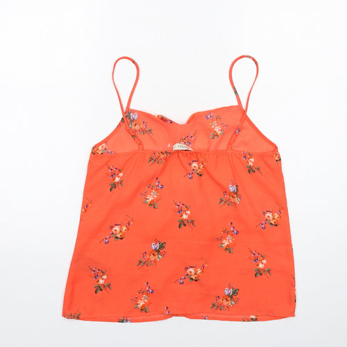 Oasis Womens Orange Floral Polyester Basic Tank Size 10 V-Neck