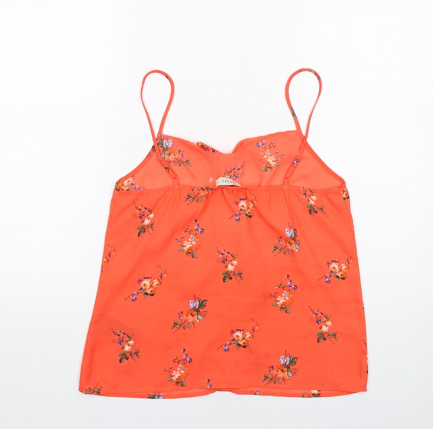 Oasis Womens Orange Floral Polyester Basic Tank Size 10 V-Neck