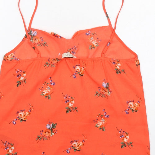 Oasis Womens Orange Floral Polyester Basic Tank Size 10 V-Neck