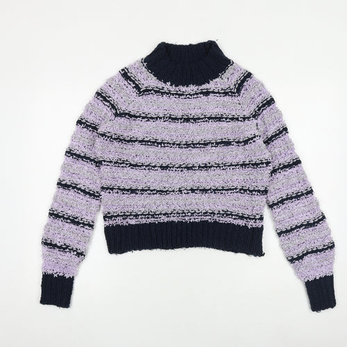Juicy Couture Womens Multicoloured High Neck Striped Polyamide Pullover Jumper Size XS