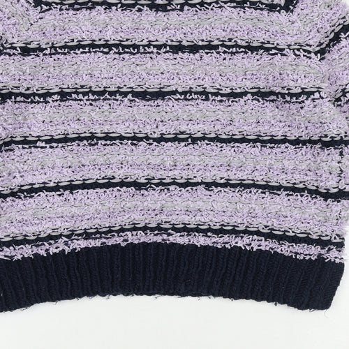 Juicy Couture Womens Multicoloured High Neck Striped Polyamide Pullover Jumper Size XS