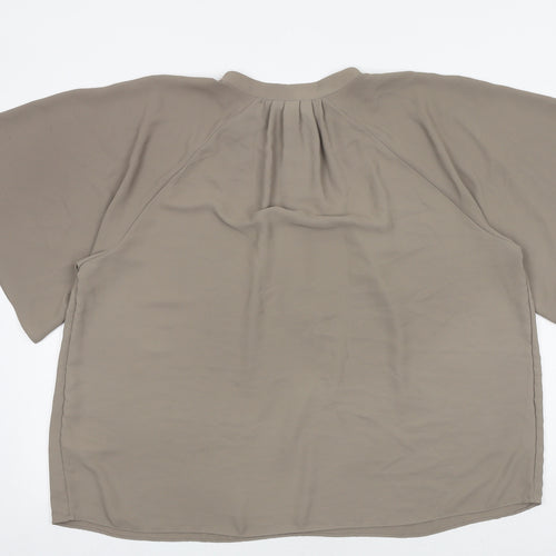 H&M Womens Brown Polyester Basic Blouse Size L Round Neck