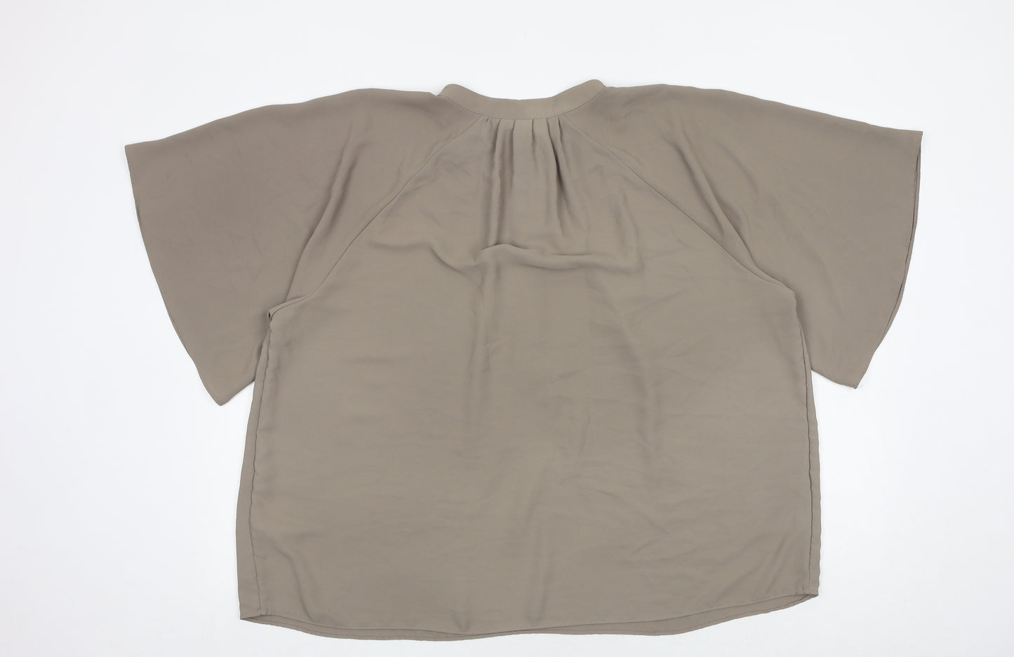 H&M Womens Brown Polyester Basic Blouse Size L Round Neck