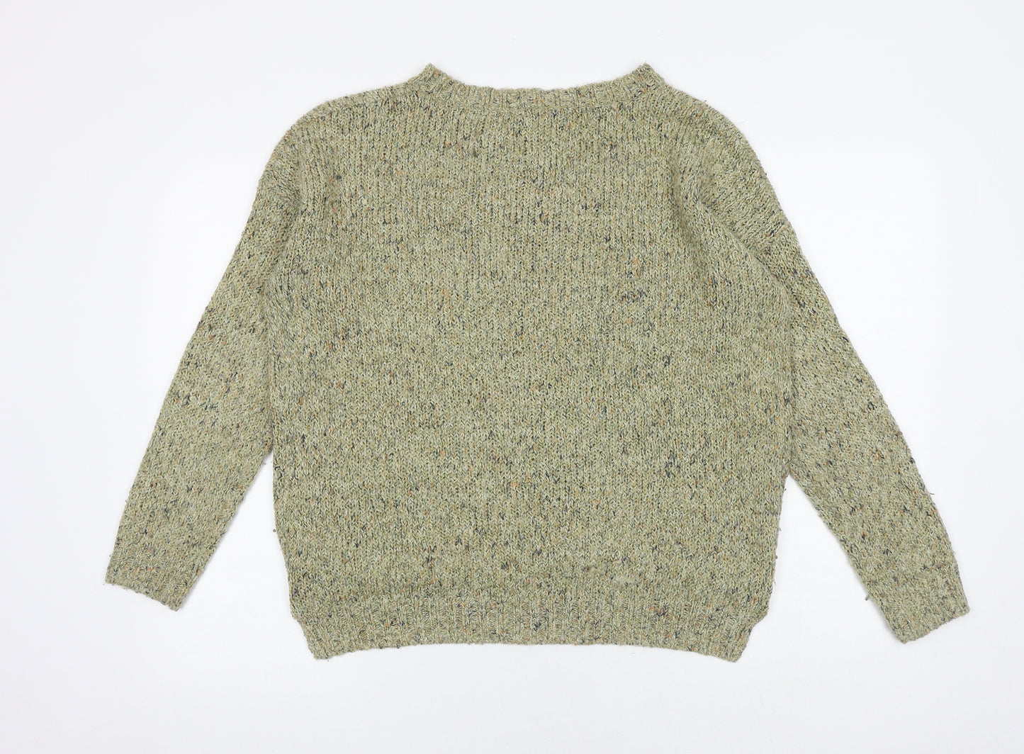 White Stuff Womens Multicoloured Round Neck Acrylic Pullover Jumper Size 12 - Flower Detail