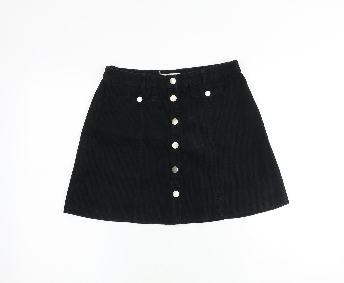 Cooperative Womens Black Cotton A-Line Skirt Size S Button