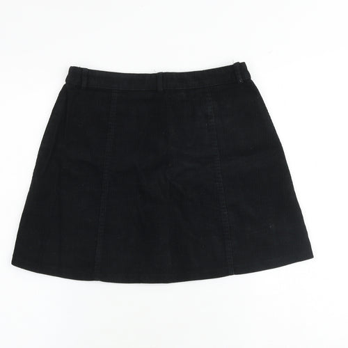 Cooperative Womens Black Cotton A-Line Skirt Size S Button