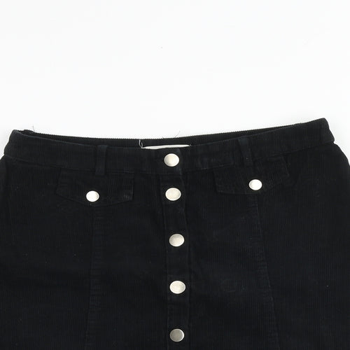 Cooperative Womens Black Cotton A-Line Skirt Size S Button