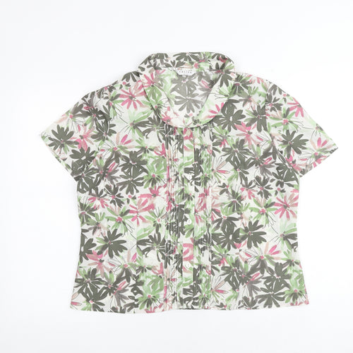 Eastex Womens Multicoloured Floral Polyester Basic Button-Up Size 16 Collared