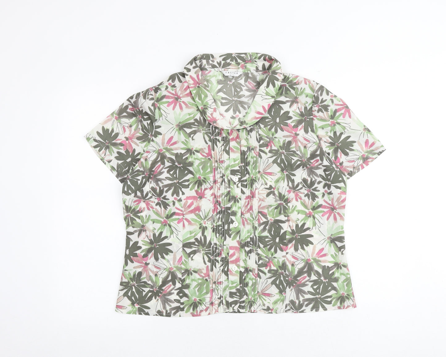 Eastex Womens Multicoloured Floral Polyester Basic Button-Up Size 16 Collared