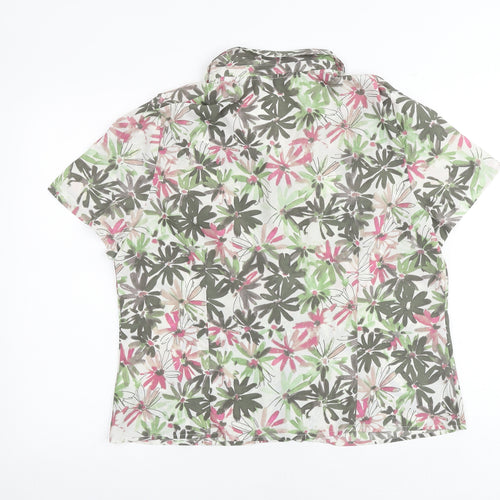 Eastex Womens Multicoloured Floral Polyester Basic Button-Up Size 16 Collared