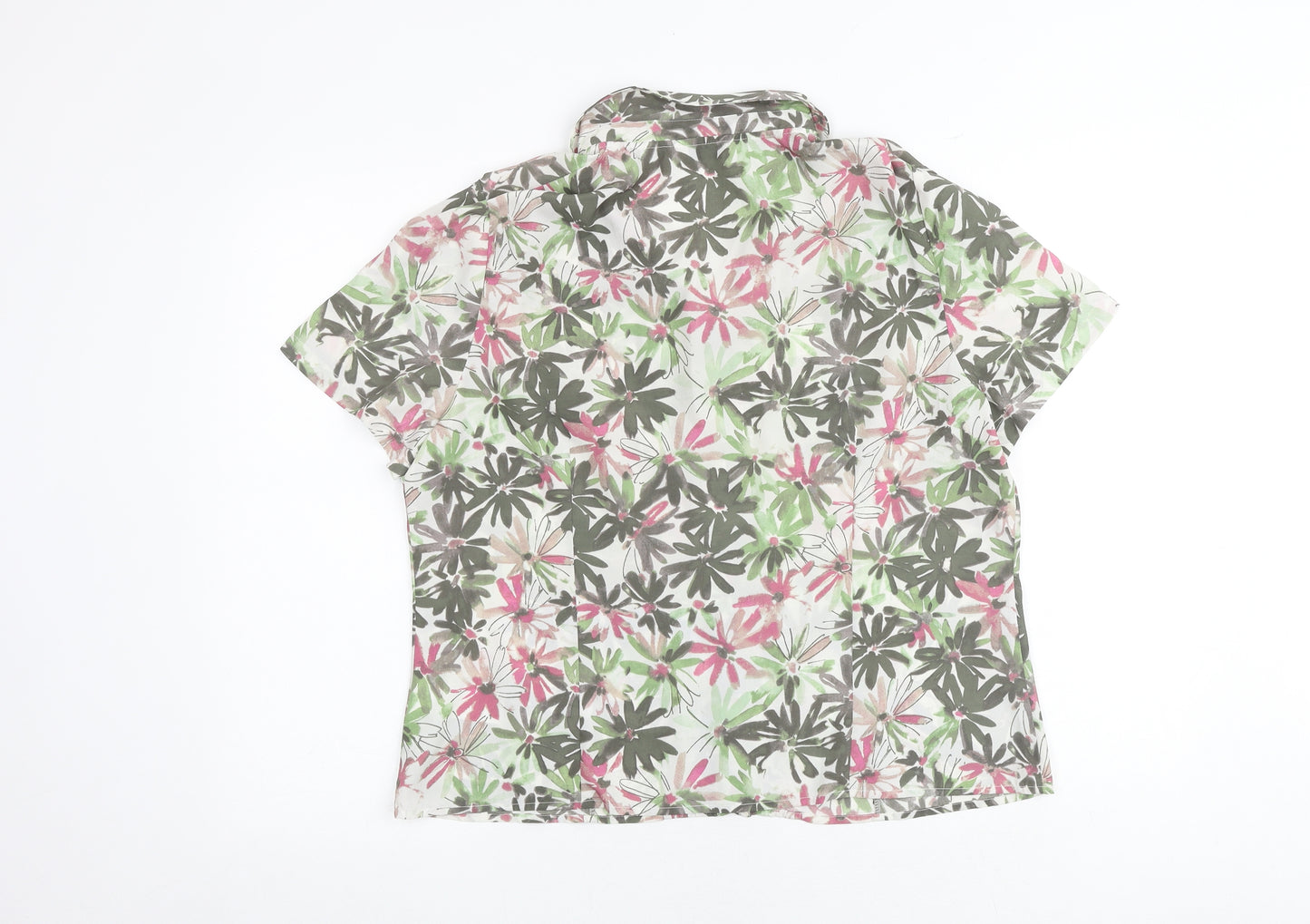 Eastex Womens Multicoloured Floral Polyester Basic Button-Up Size 16 Collared