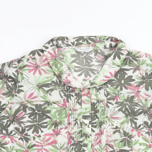 Eastex Womens Multicoloured Floral Polyester Basic Button-Up Size 16 Collared