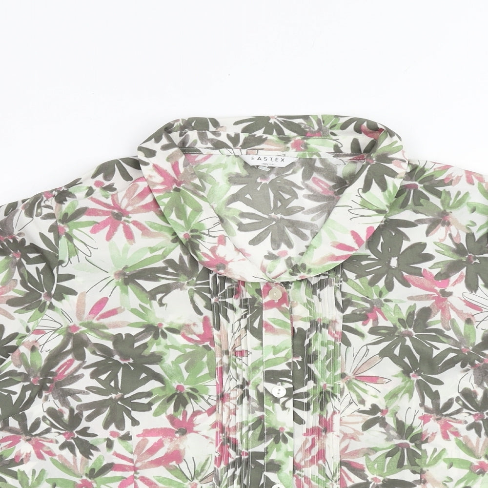 Eastex Womens Multicoloured Floral Polyester Basic Button-Up Size 16 Collared