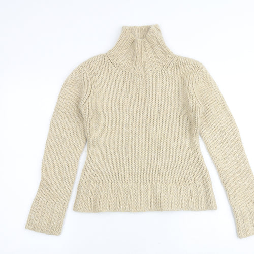Marc Aurel Womens Beige High Neck Acrylic Pullover Jumper Size 6