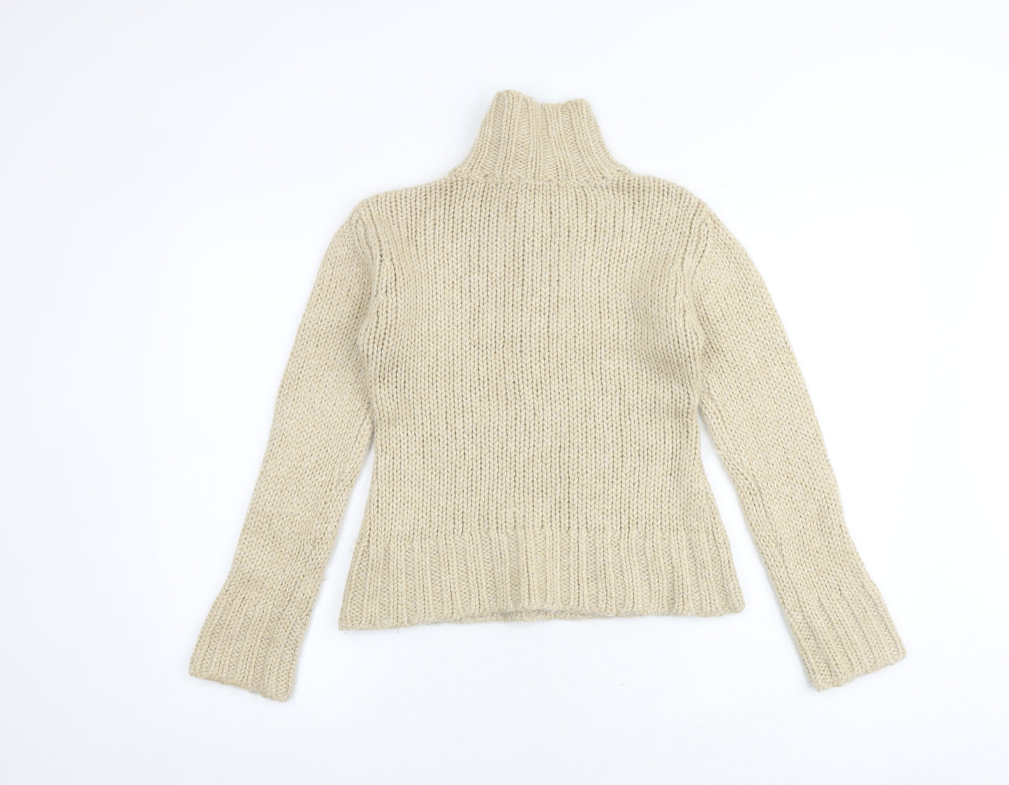 Marc Aurel Womens Beige High Neck Acrylic Pullover Jumper Size 6