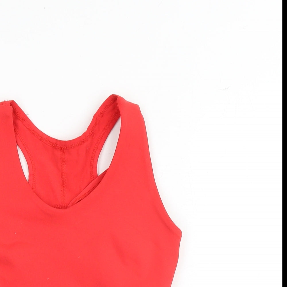 Myprotein Womens Red Polyester Cropped Tank Size XS Scoop Neck Pullover - Sports Bra