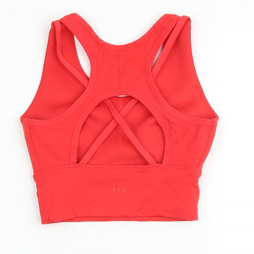 Myprotein Womens Red Polyester Cropped Tank Size XS Scoop Neck Pullover - Sports Bra