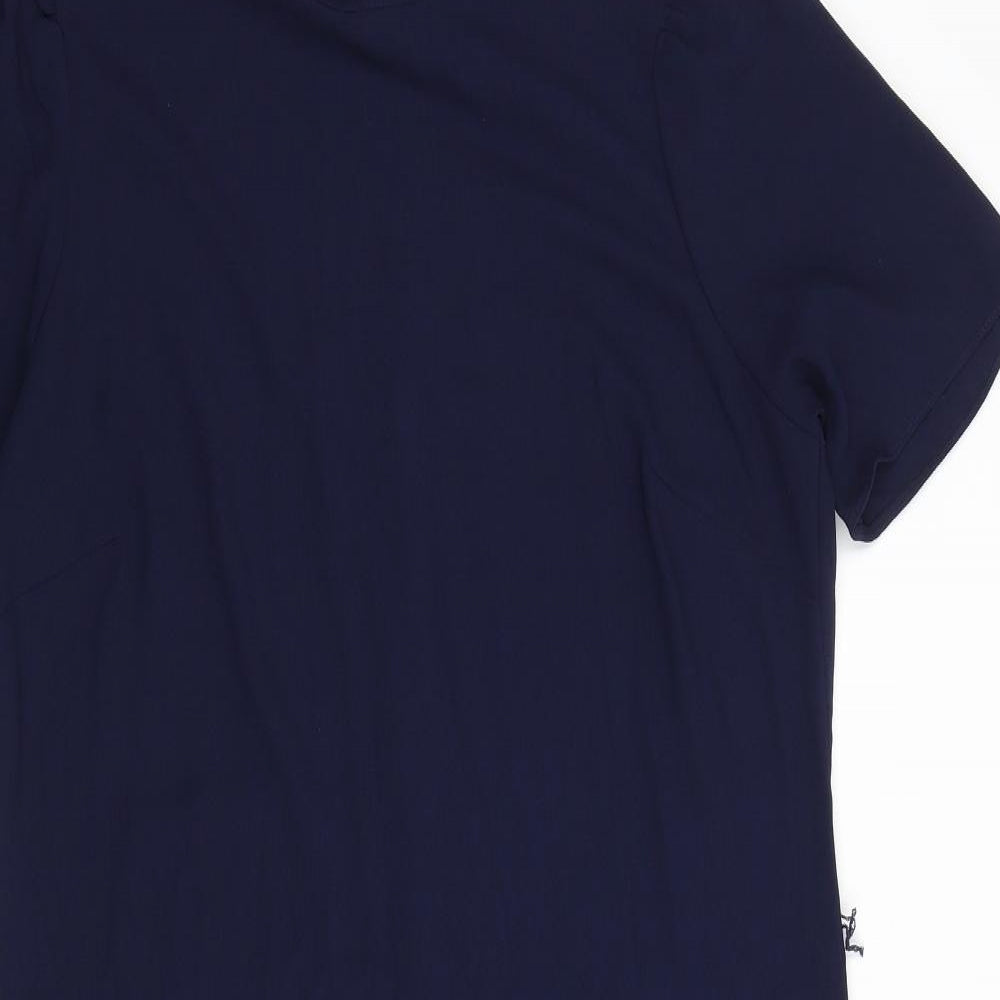 Very Womens Blue Polyester Pencil Dress Size 14 Mock Neck Button