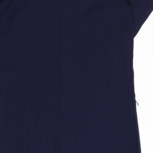 Very Womens Blue Polyester Pencil Dress Size 14 Mock Neck Button