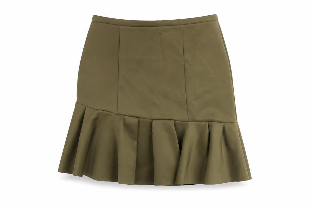 Front view of Seed women’s brown polyester trumpet skirt, size M, zip