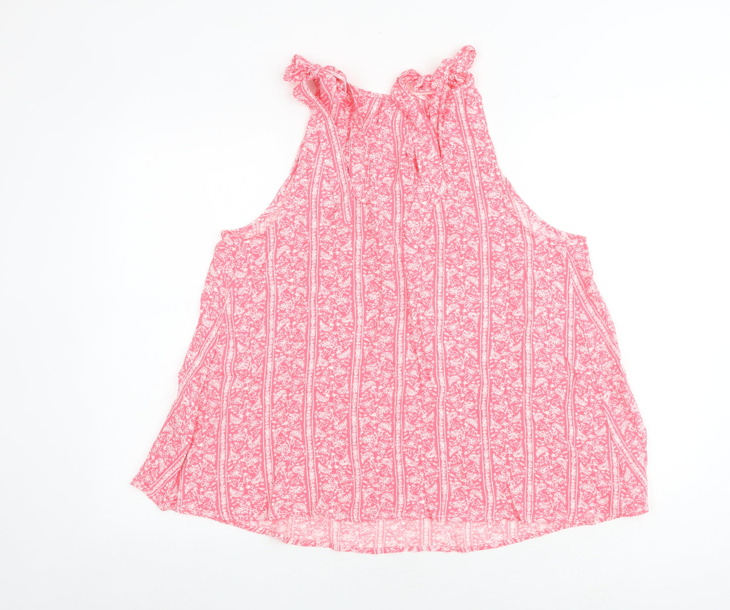 Marks and Spencer Womens Pink Geometric Viscose Basic Tank Size 12 Round Neck
