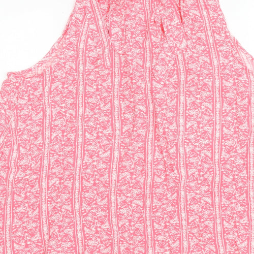 Marks and Spencer Womens Pink Geometric Viscose Basic Tank Size 12 Round Neck